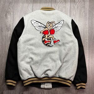 No Fear Hornet Boxing Varsity Jacket Bomber Embroidered Men's Medium Grey